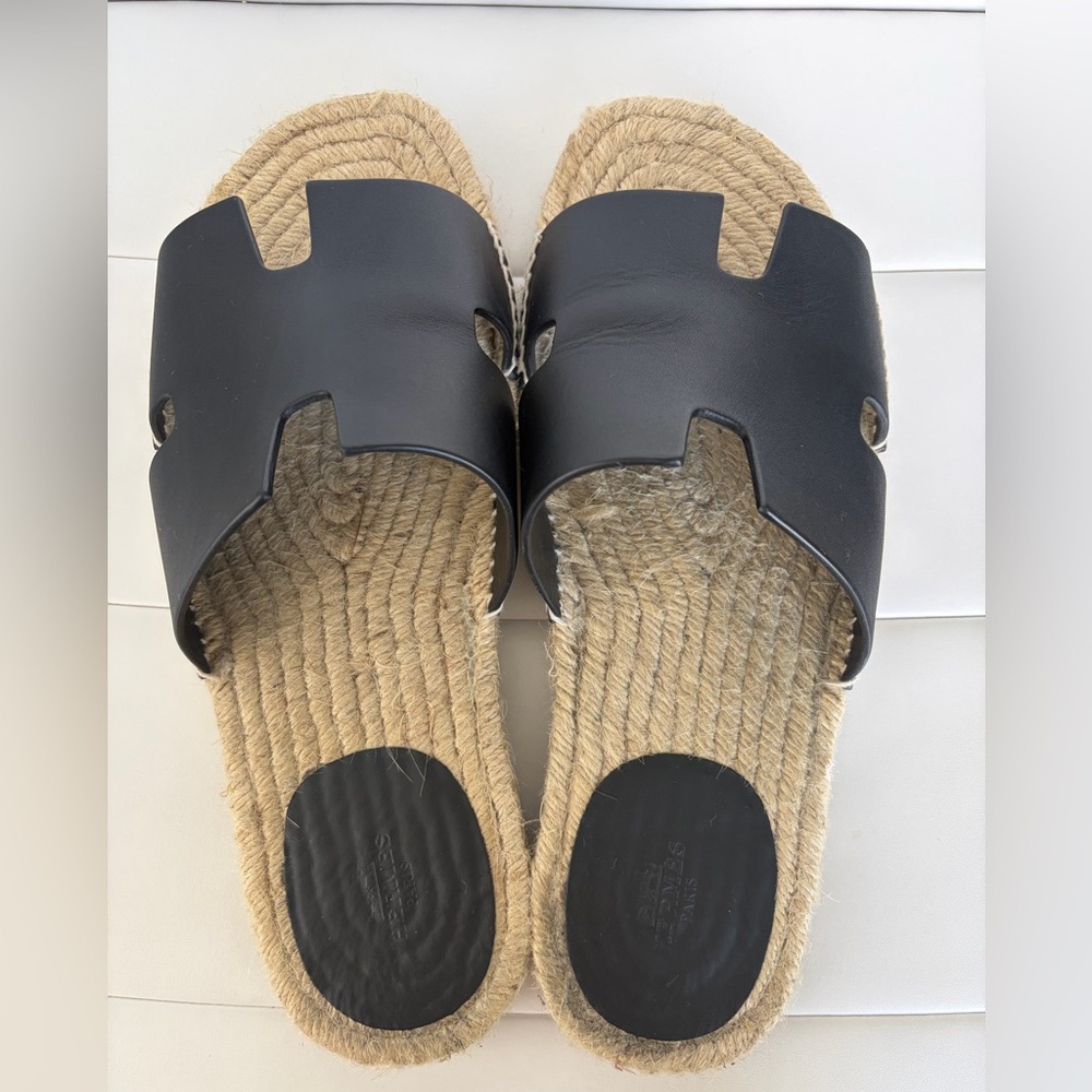 Hermès Antigua Black  Espadrille Sandals EU 43 (Run Small) | Box & Dust Bags - Picture 4 of 14